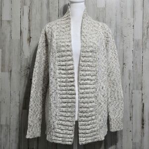Croft & Barrow Wool Blend Cream Gray Marled Open Front  Cardigan Sweater Small